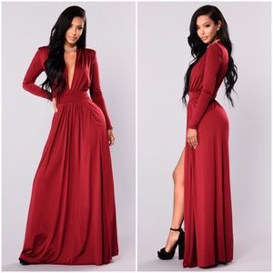 Long Sleeve Slit Maxi Dress